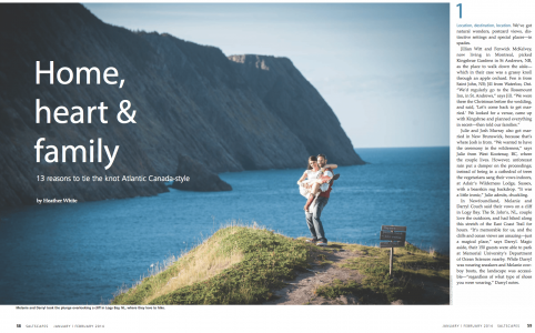 Melanie and Darryl's wedding photography featured in Saltscapes Magazine