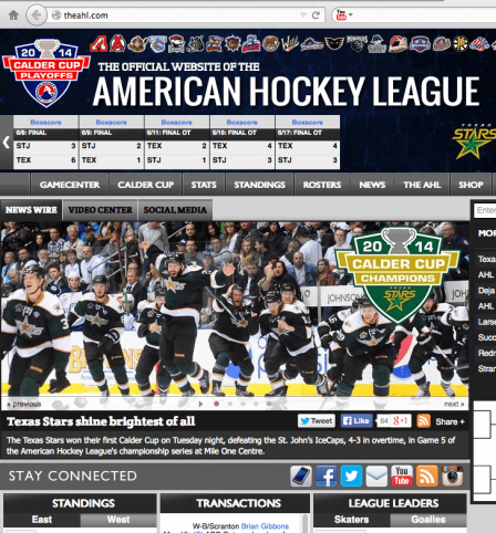 Picture of the Texas Stars on The AHL's website