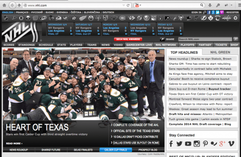 Winning photo of the Texas Stars published on The NHL.com
