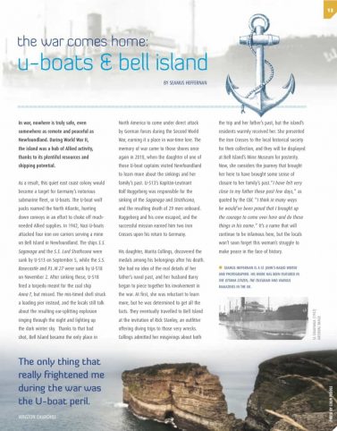 A picture of Bell Island for Marine Atlantic's on board magazine