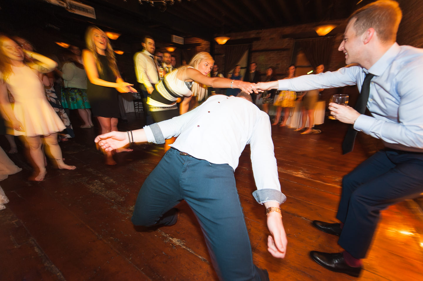 A man doing the limbo