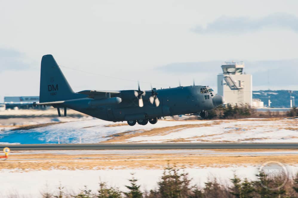 C130 departs St. John's International Airport.