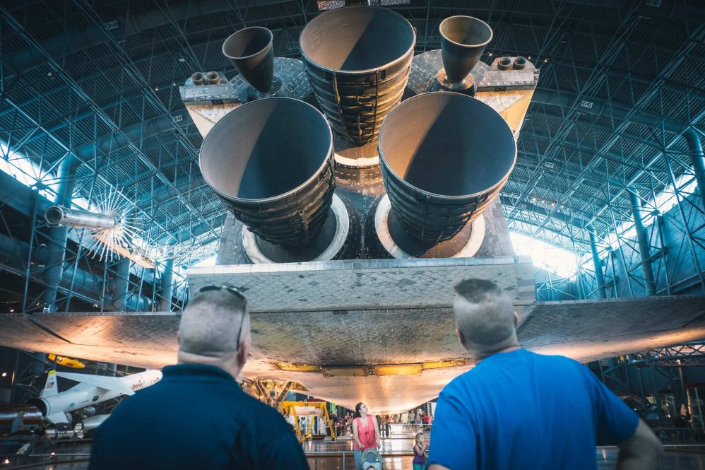 The boosters on the NASA Discovery Spaceshuttle.