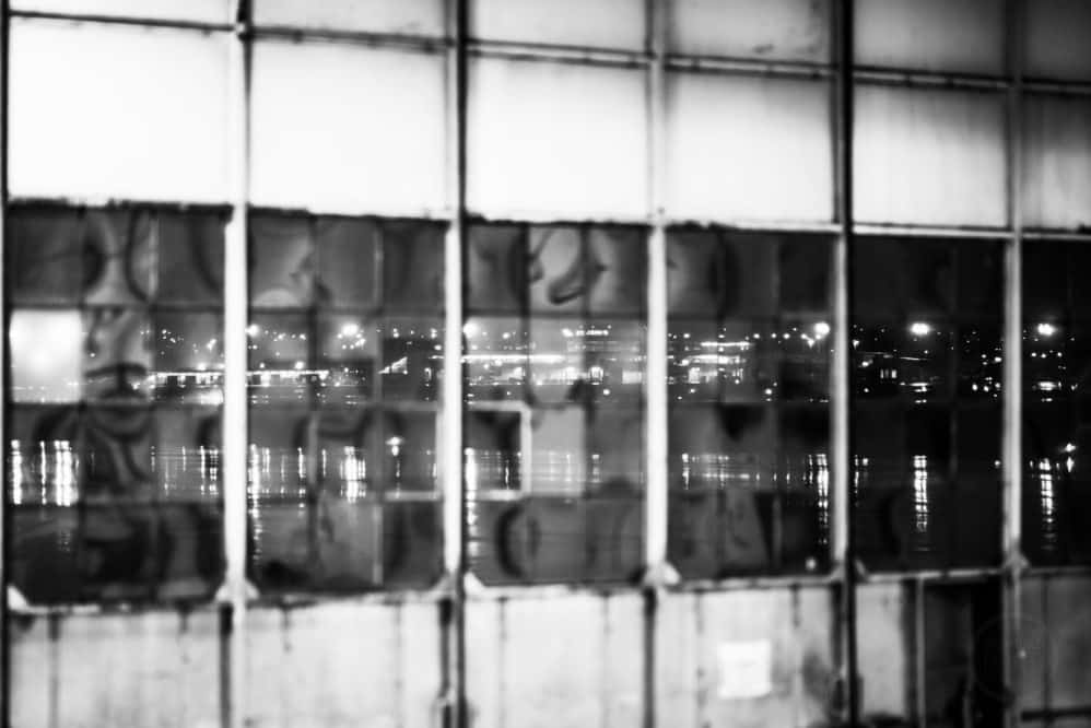 Looking at St. John's International through the hanger glass.