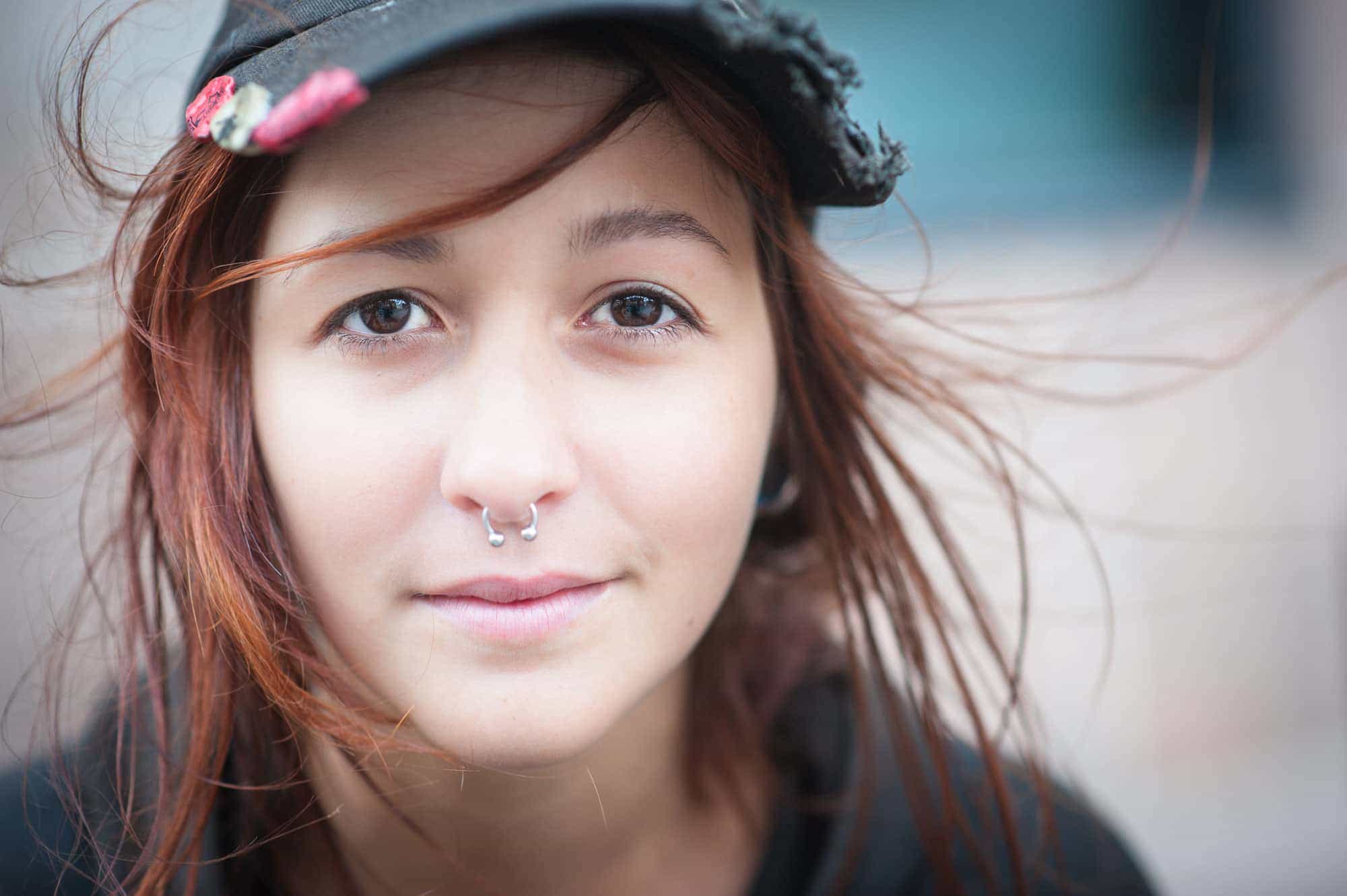 A street photograph of Sonya, a busker in downtown St. John's Newfoundland.