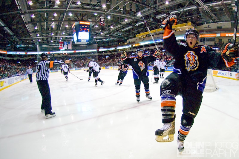 Claude Giroux in the QMJHL scores a goal and hams it for the cameras.