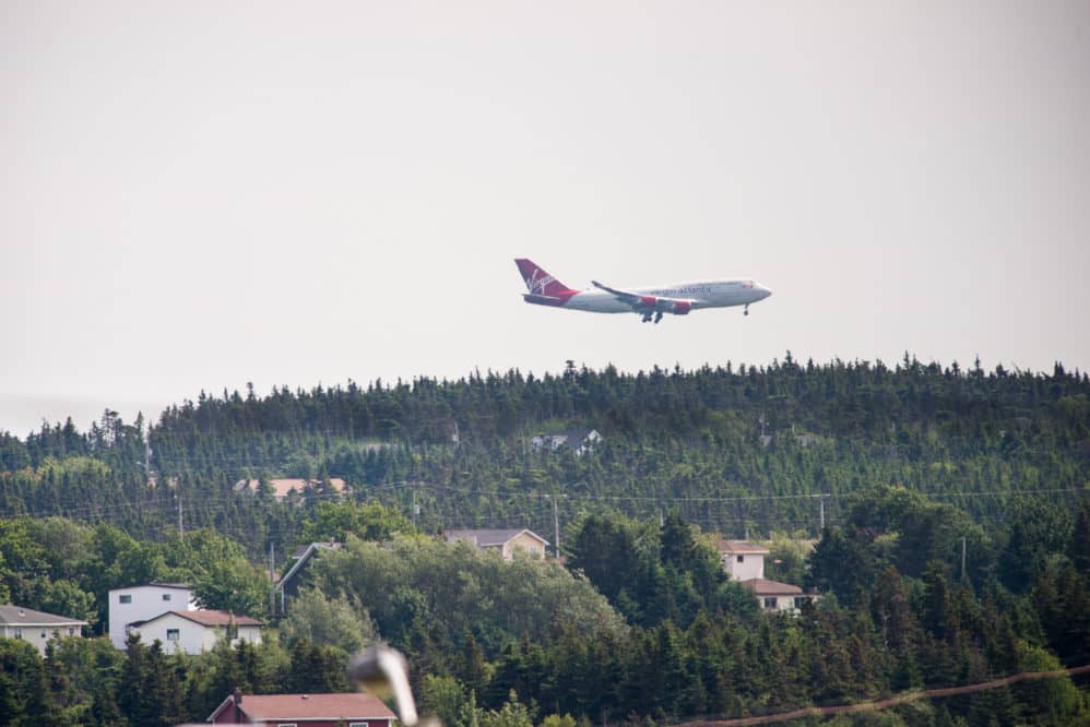 Virgin Heavy Jumbo jet lands on runway 29 at St. John's International