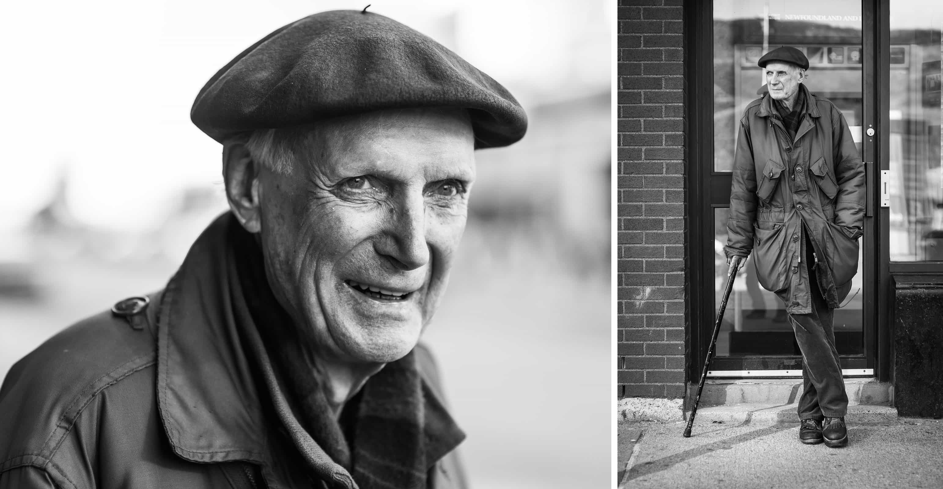 An older gentleman has his photo taken on the streets of downtown St. John's.